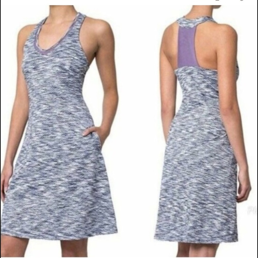 🇺🇸MPG Travel Dress racerback built in bra Purple Gray S Pockets